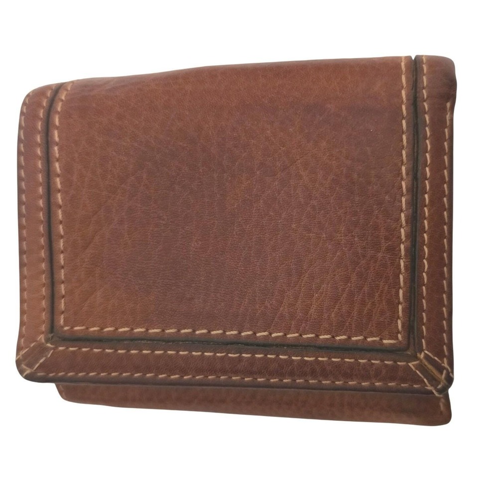 Vintage Fossil Brown Pebbled Leather Small‎ Bifold Wallet with Zip Coin Pocket